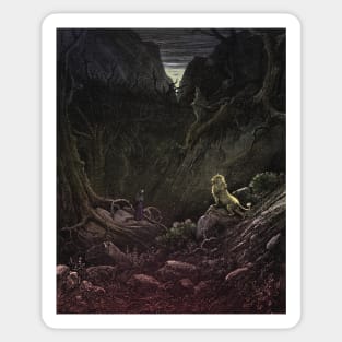 High Resolution Gustave Doré Illustration Dante Beholds a Lion Tinted Sticker